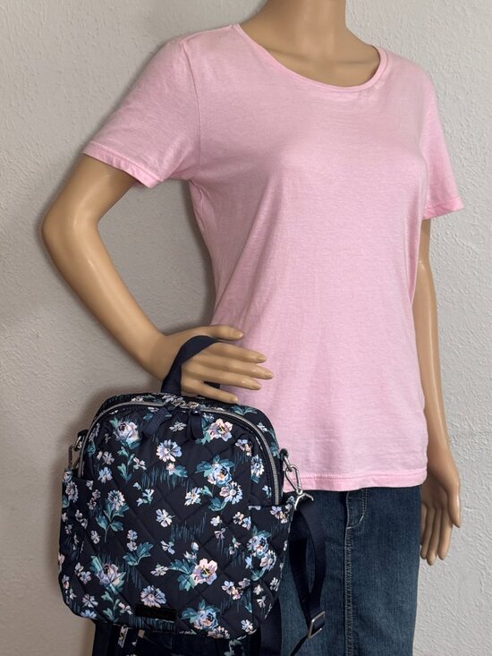 Vera Bradley Convertible Small Backpack in Performance Twill Navy Garden NWT main image 8